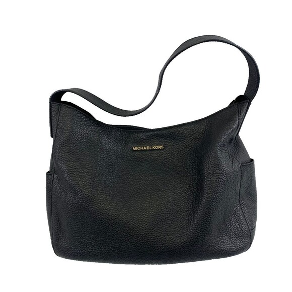 Michael Kors Ashbury Slouch Hobo Bag Soft Pebbled Leather Purse Black Shoulder - Picture 1 of 15